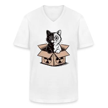 Schrödinger’s Cat in a Box Quanten-Nerd Statement - Männer-T-Shirt mit V-Ausschnitt - Weiß - Vorne - AI Model Male 185 light (185cm)