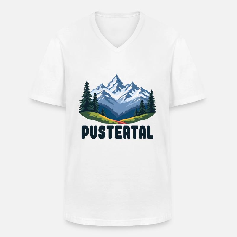 Pustertal - Männer-T-Shirt mit V-Ausschnitt - Weiß