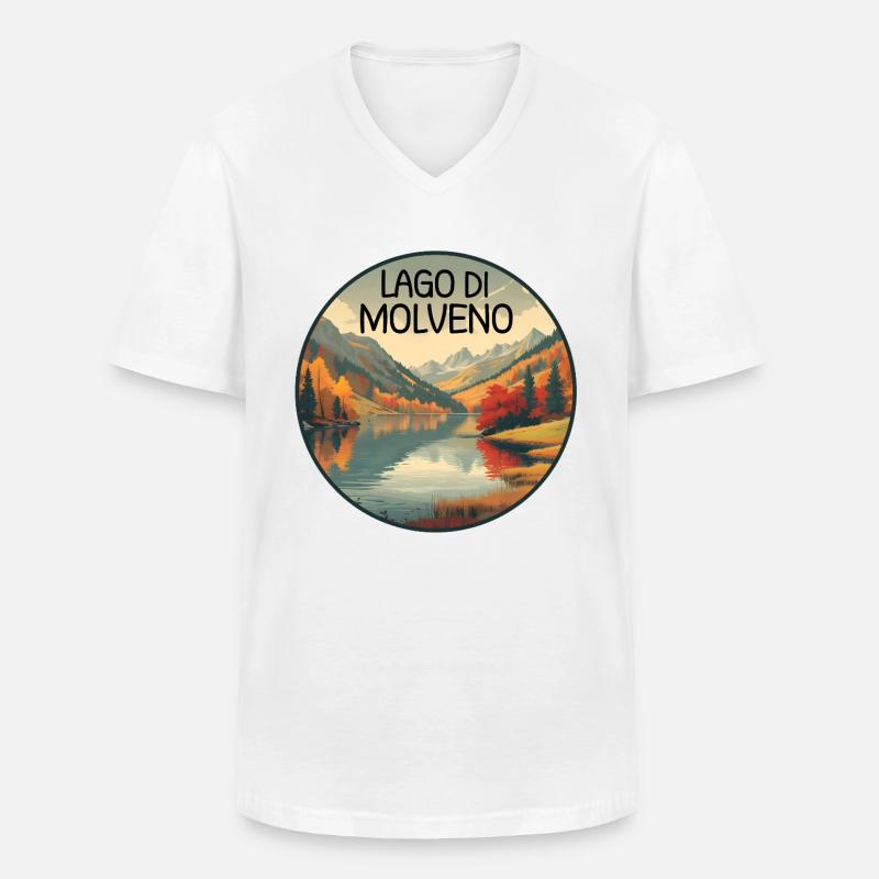 Lago di Molveno - Männer-T-Shirt mit V-Ausschnitt - Weiß