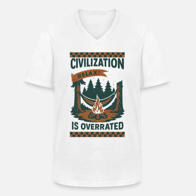 Prepper Survival Bushcrafting Zivilisation - Männer-T-Shirt mit V-Ausschnitt - Weiß