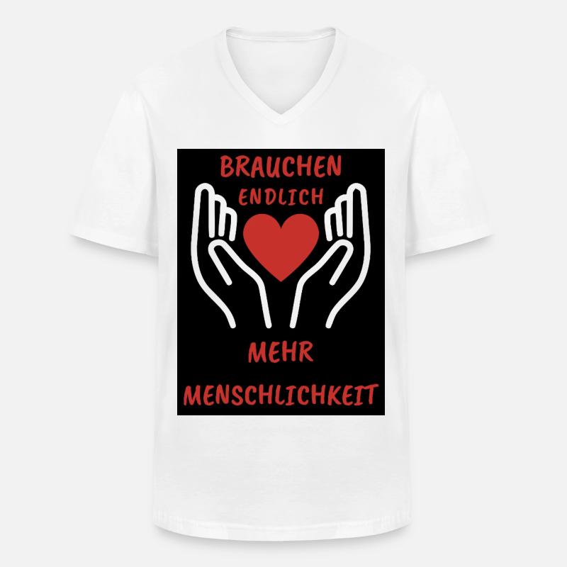 Herz- und Handdesign mit Botschaft - Männer-T-Shirt mit V-Ausschnitt - Weiß