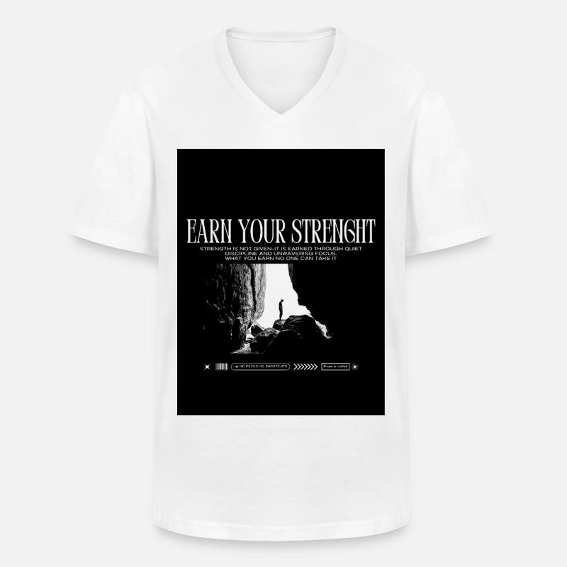Black_White|Modern|Typographisch|StreetwearTshirtpro - Männer-T-Shirt mit V-Ausschnitt - Weiß