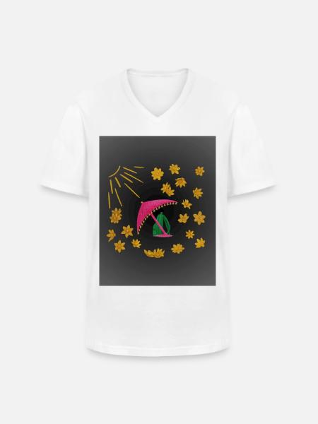 Golden flowers under pink beach umbrella - Men's V-Neck T-Shirt - white