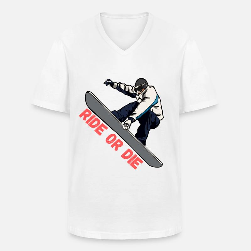 Snowboard Ride or Die - Männer-T-Shirt mit V-Ausschnitt - Weiß
