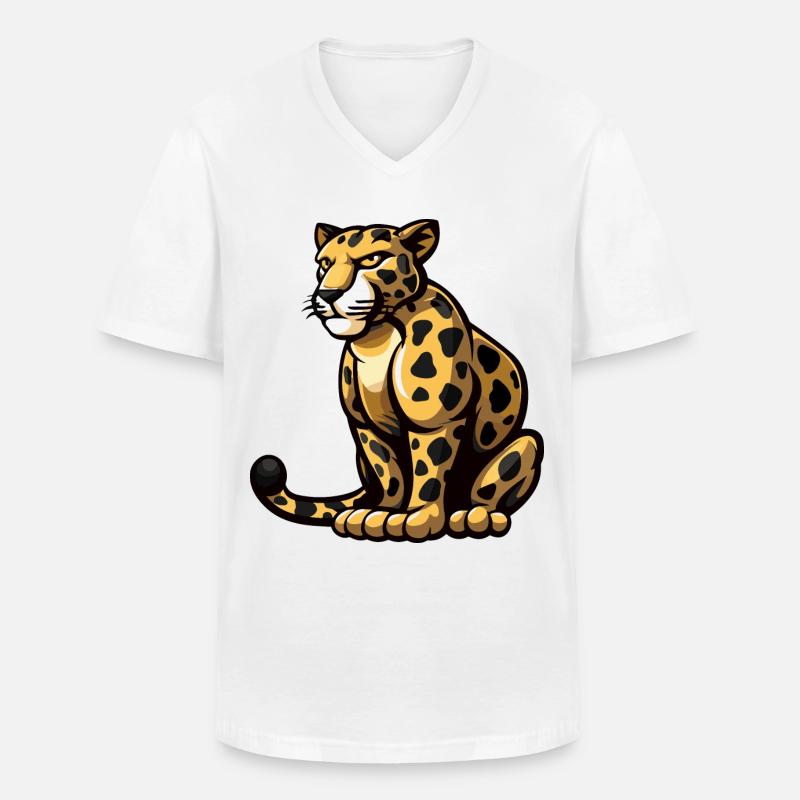 Leopard Comic - Männer-T-Shirt mit V-Ausschnitt - Weiß