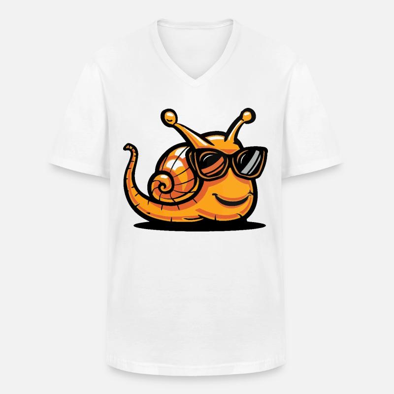 Schnecke Cool Comic - Männer-T-Shirt mit V-Ausschnitt - Weiß