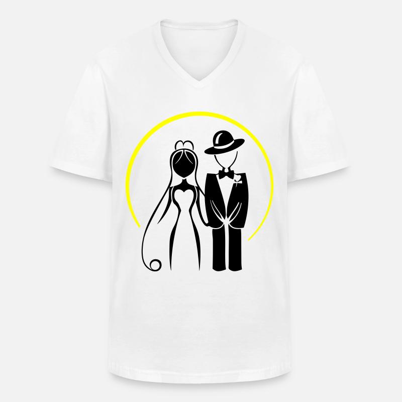 Brautpaar Ehepaar Hochzeit - Männer-T-Shirt mit V-Ausschnitt - Weiß