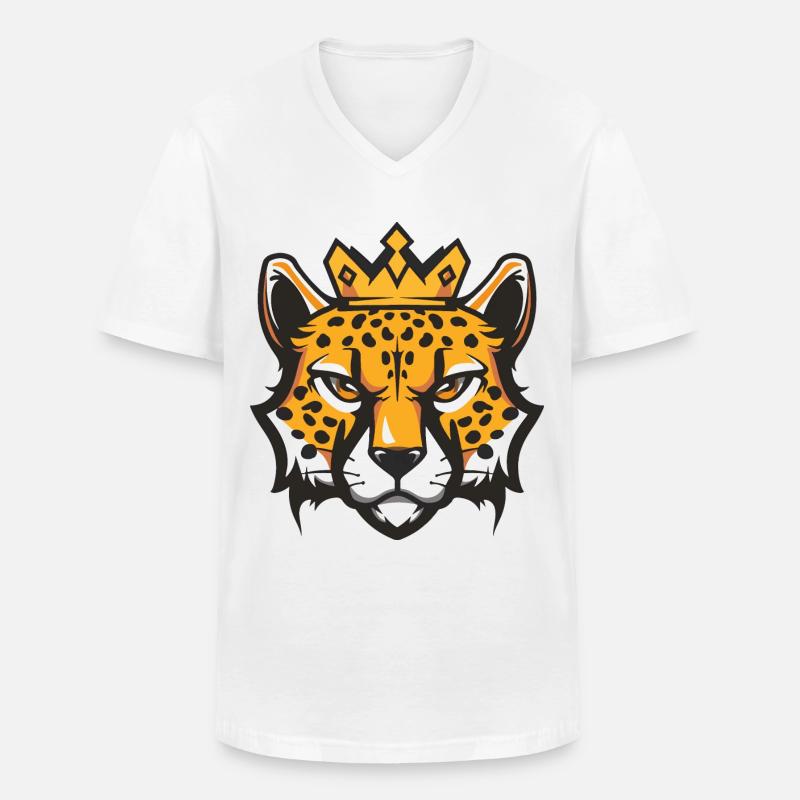 Gepard Kopf Krone - Männer-T-Shirt mit V-Ausschnitt - Weiß