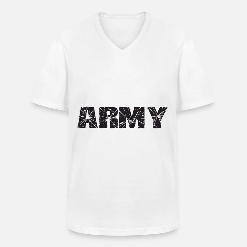Army - Männer-T-Shirt mit V-Ausschnitt - Weiß