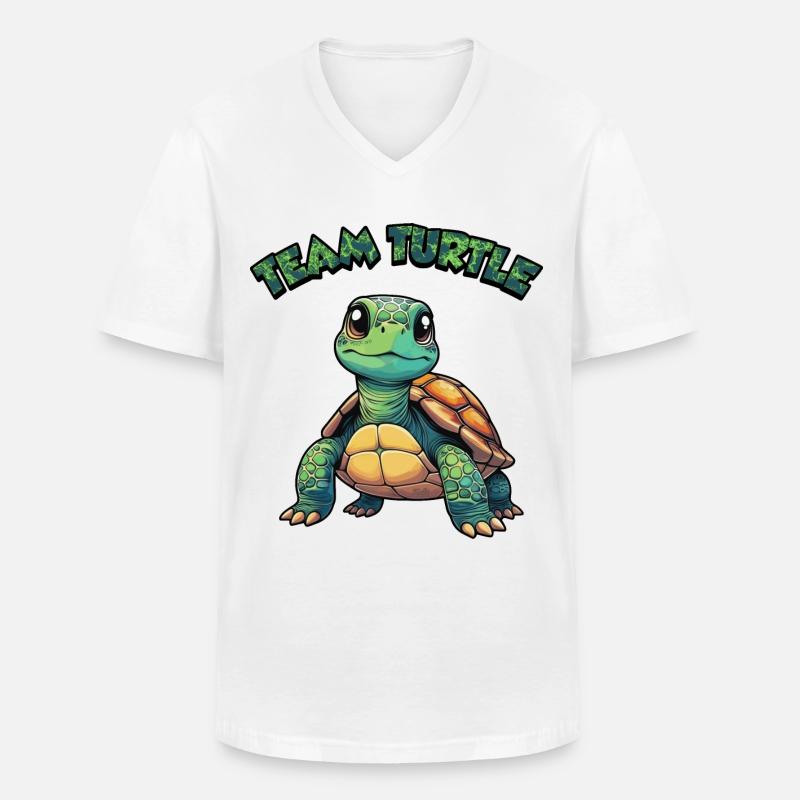 Team Schildkröte - Männer-T-Shirt mit V-Ausschnitt - Weiß