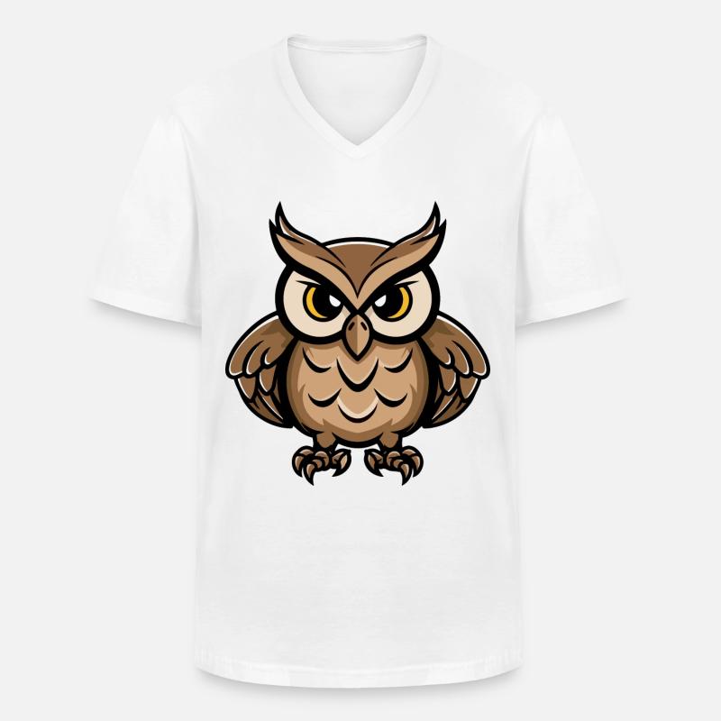Eule Comic - Männer-T-Shirt mit V-Ausschnitt - Weiß