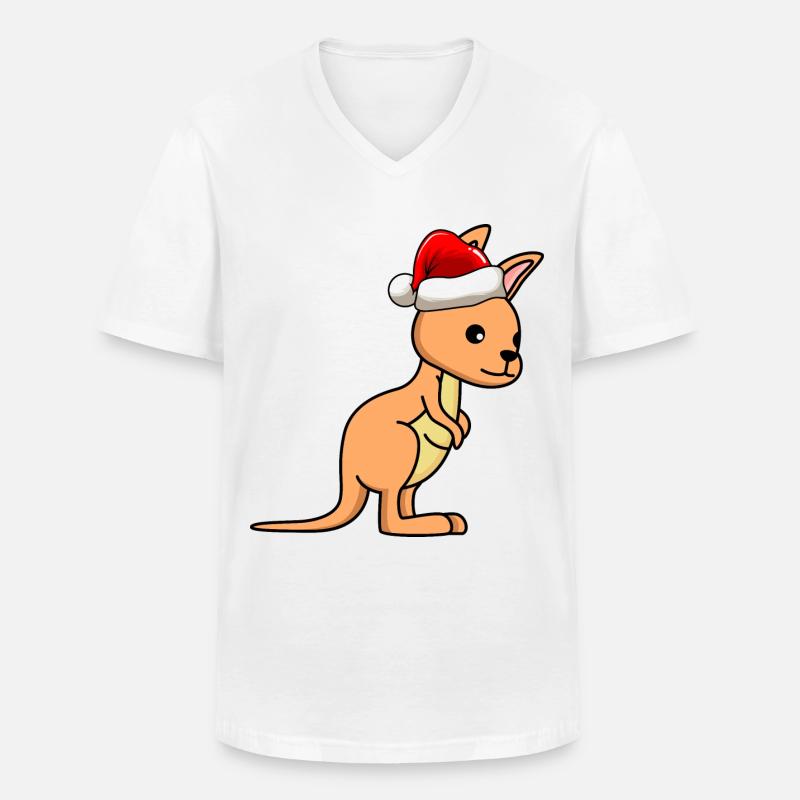 Kangaroo Comic Weihnachten - Männer-T-Shirt mit V-Ausschnitt - Weiß