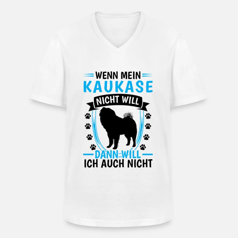 Kaukasischer Owtscharka will nicht - Männer-T-Shirt mit V-Ausschnitt - Weiß