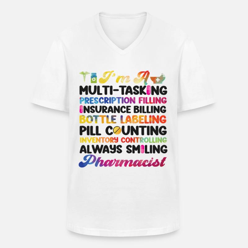 Pharmacy Tech Technician - Männer-T-Shirt mit V-Ausschnitt - Weiß