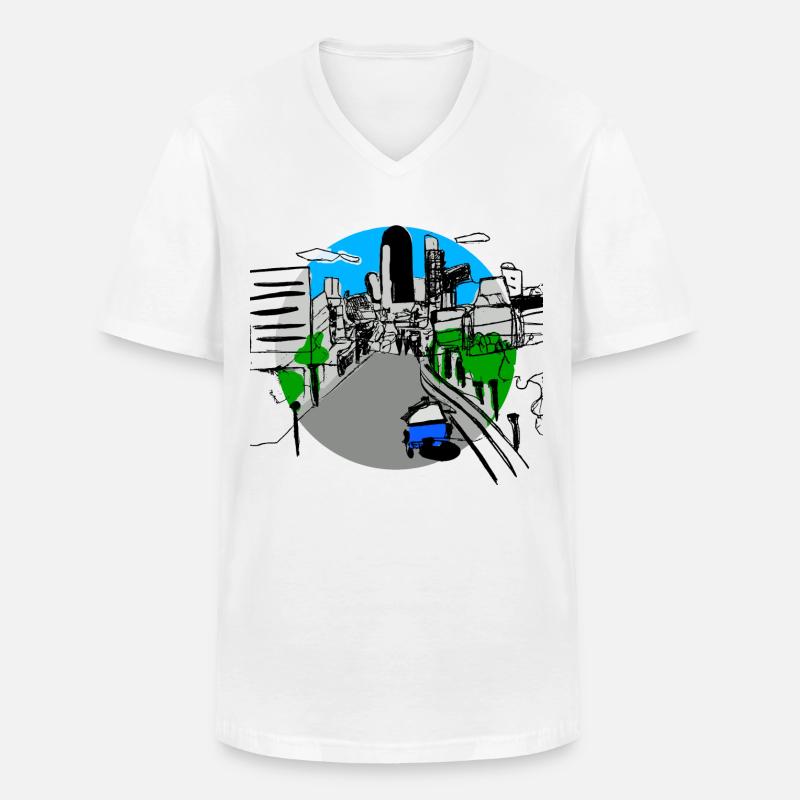 Metropole - Männer-T-Shirt mit V-Ausschnitt - Weiß