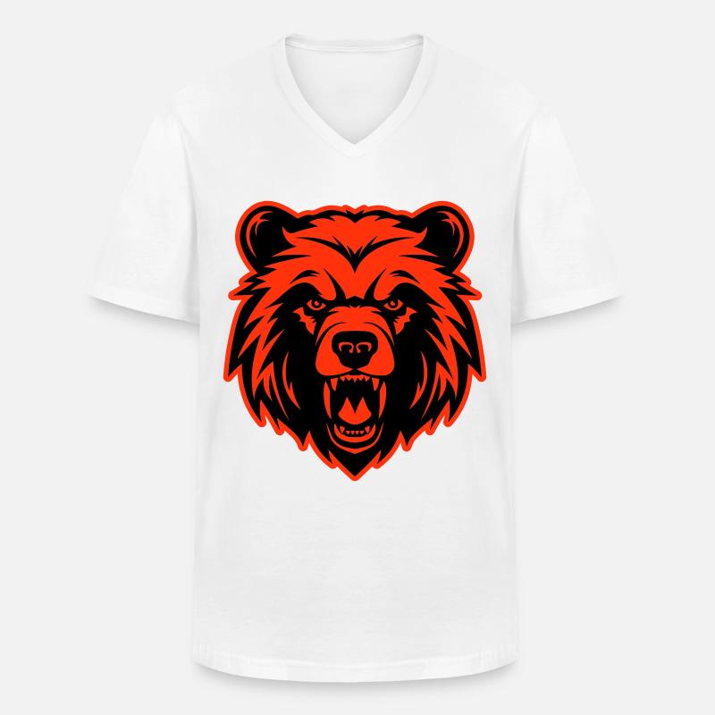 Bär Kopf - Männer-T-Shirt mit V-Ausschnitt - Weiß