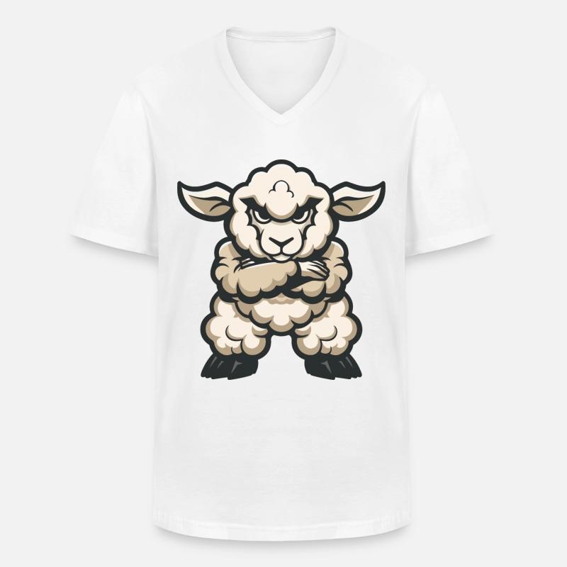 Schaf Comic - Männer-T-Shirt mit V-Ausschnitt - Weiß