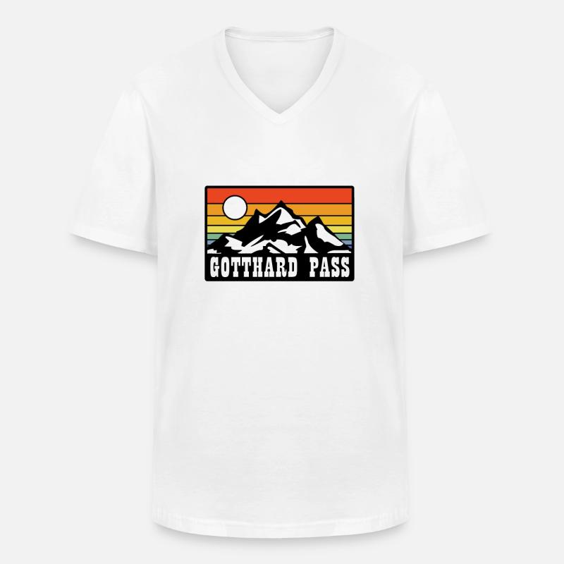 Gotthard Pass - Männer-T-Shirt mit V-Ausschnitt - Weiß