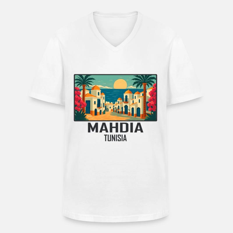 Mahdia Tunesien - Männer-T-Shirt mit V-Ausschnitt - Weiß