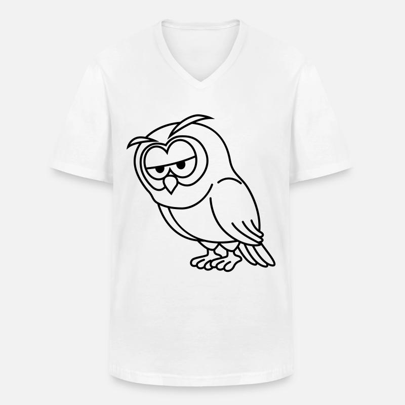 Eule Comic - Männer-T-Shirt mit V-Ausschnitt - Weiß