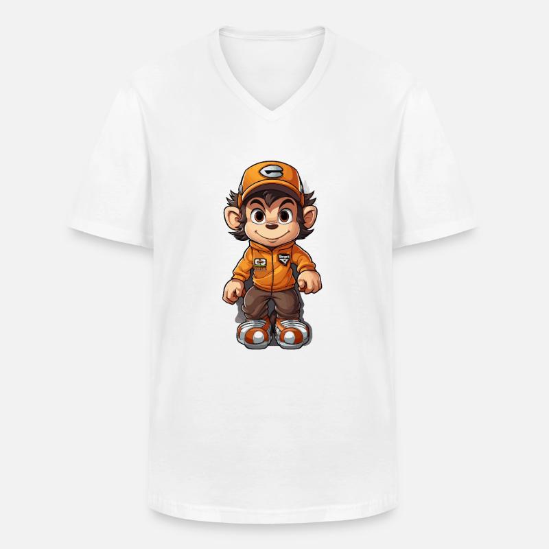 Monkey Skateboard Deck - Männer-T-Shirt mit V-Ausschnitt - Weiß
