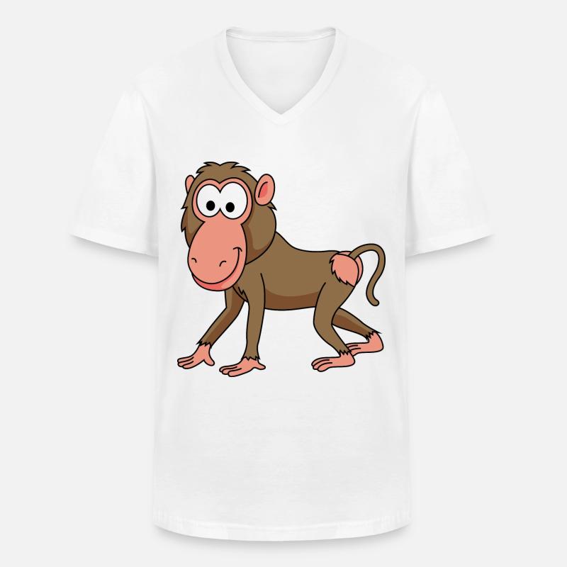 Monkey affe comic - Männer-T-Shirt mit V-Ausschnitt - Weiß