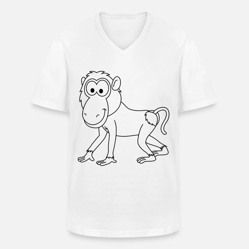 Monkey affe comic - Männer-T-Shirt mit V-Ausschnitt - Weiß