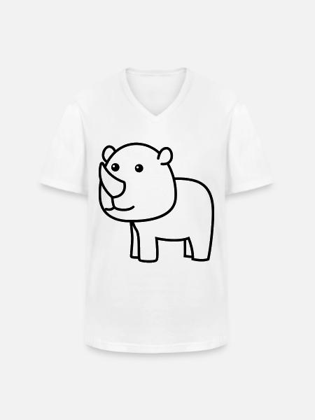 Nashorn Comic Tier - Männer-T-Shirt mit V-Ausschnitt - Weiß