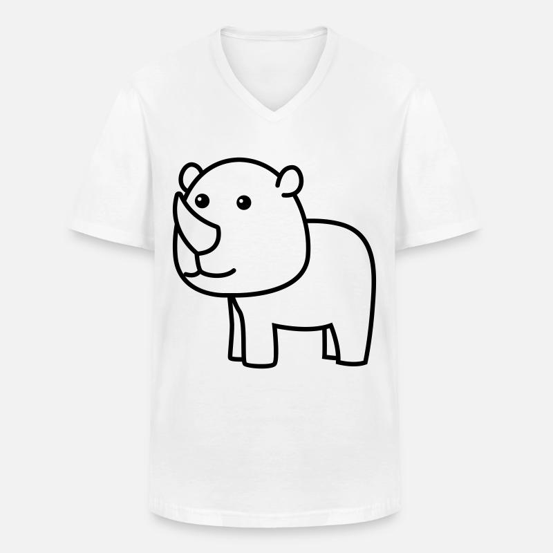 Nashorn Comic Tier - Männer-T-Shirt mit V-Ausschnitt - Weiß