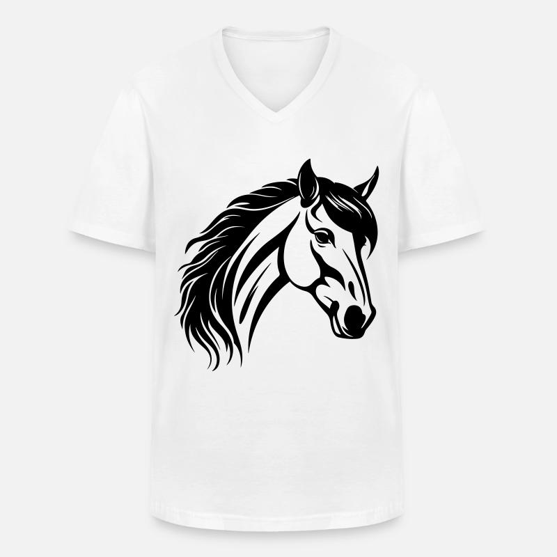Pferd Kopf - Männer-T-Shirt mit V-Ausschnitt - Weiß