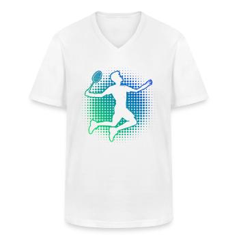 Herren Damen Squash Badmintonspieler Badminton - Männer-T-Shirt mit V-Ausschnitt - Weiß - Vorne - AI Model Male 185 light (185cm)