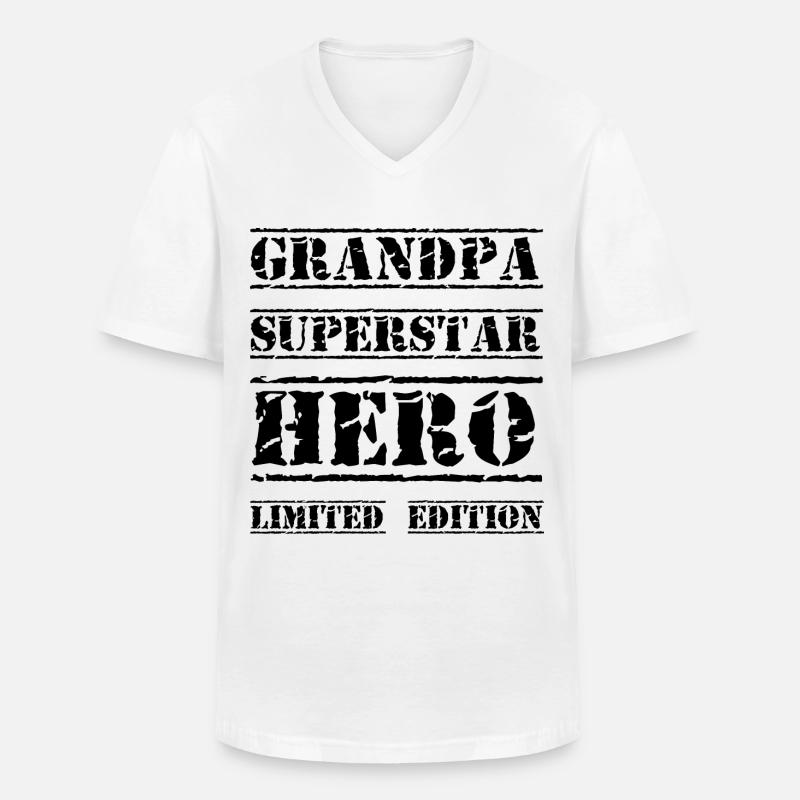 Bester Opa Star Spruch - Männer-T-Shirt mit V-Ausschnitt - Weiß