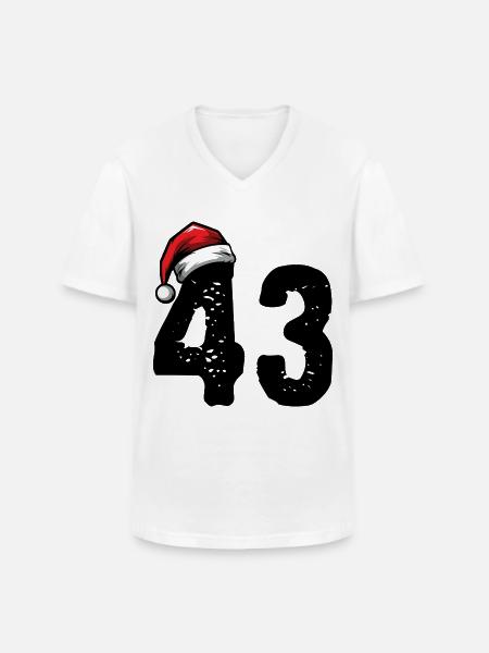 43 Numéro Noël - T-shirt col V Homme - blanc
