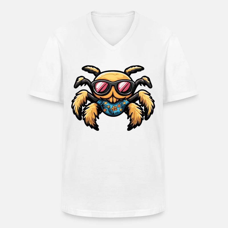 Tarantula Comic Cool Sommer - Männer-T-Shirt mit V-Ausschnitt - Weiß