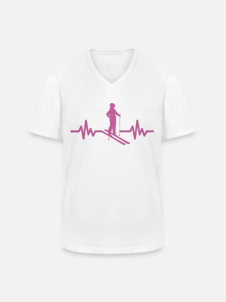 Heartbeat Ski Ski freestyle - T-shirt col V Homme - blanc
