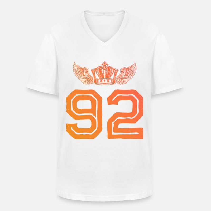92 Zahl Krone - Männer-T-Shirt mit V-Ausschnitt - Weiß