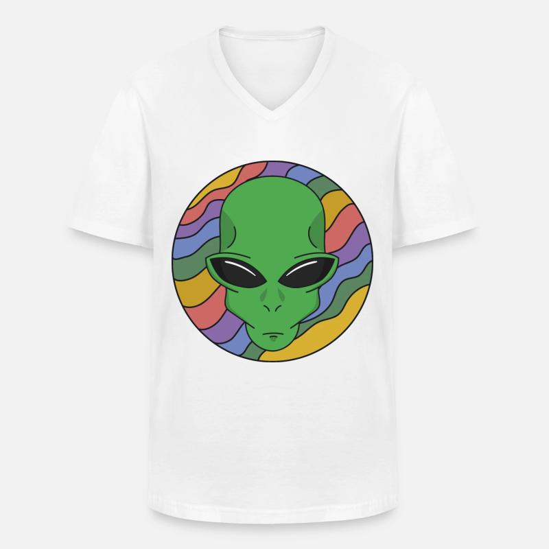 psychedelischer Alien - Männer-T-Shirt mit V-Ausschnitt - Weiß