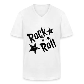Rock n Roll - T-shirt col V Homme - blanc - Devant - AI Model Male 185 light (185cm)