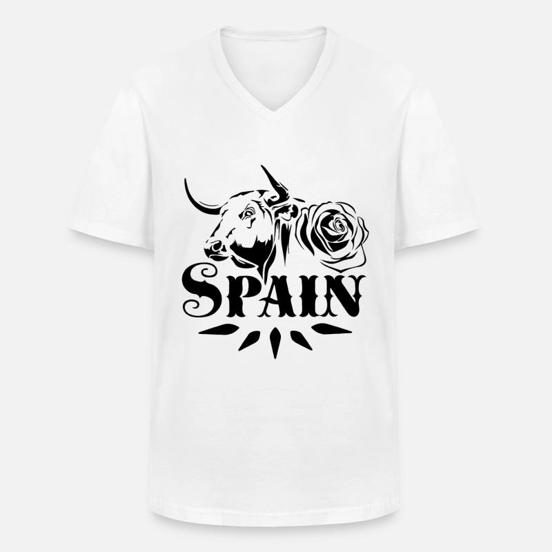 Spain - Männer-T-Shirt mit V-Ausschnitt - Weiß