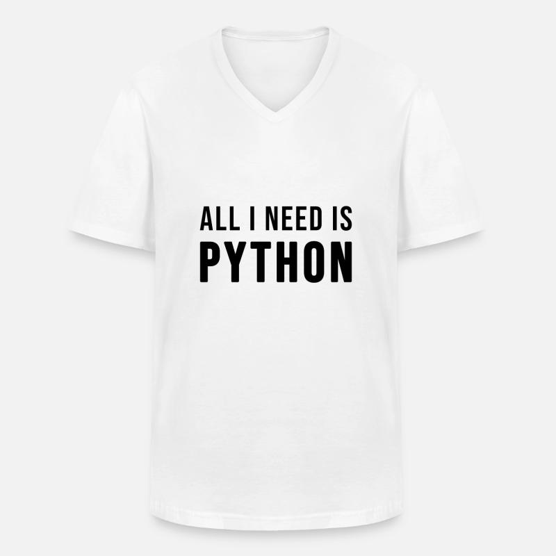 All I need is Python - T-shirt col V Homme - blanc