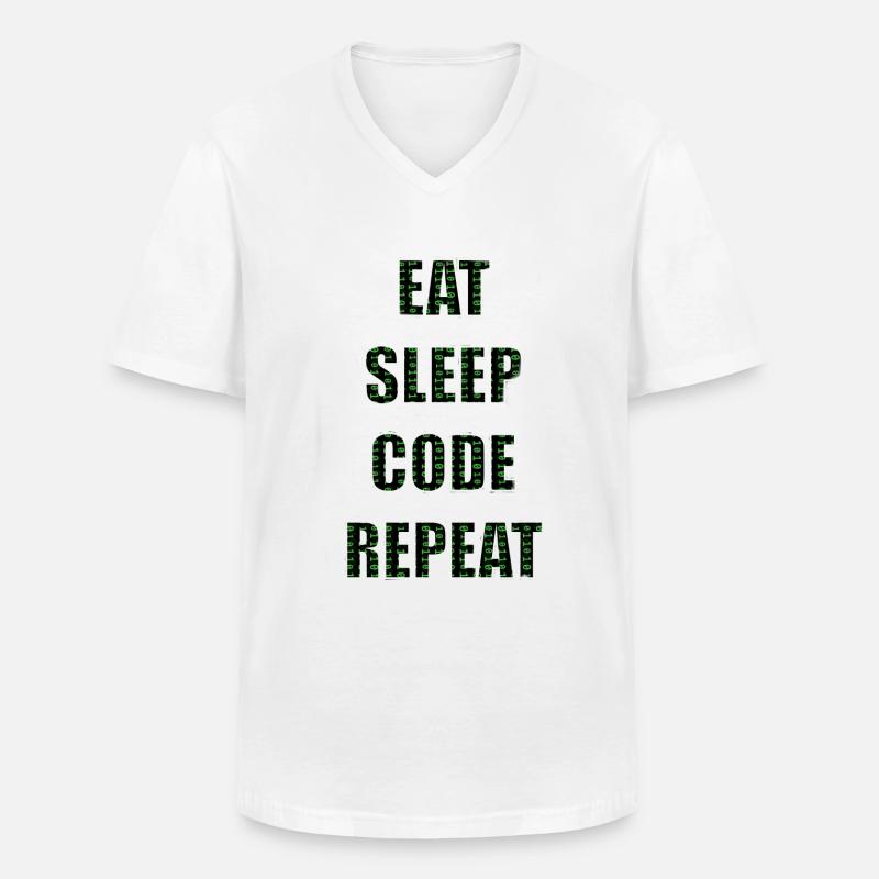 Programmeurs Programmation Code - T-shirt col V Homme - blanc