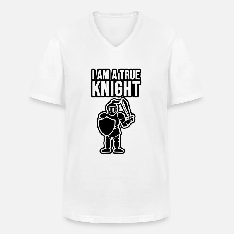 Ich bin ein wahrer Ritter - Männer-T-Shirt mit V-Ausschnitt - Weiß