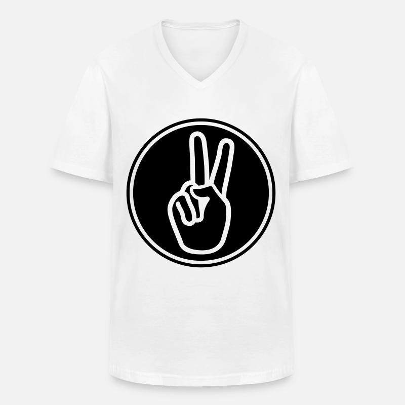 Hand Peace - Männer-T-Shirt mit V-Ausschnitt - Weiß