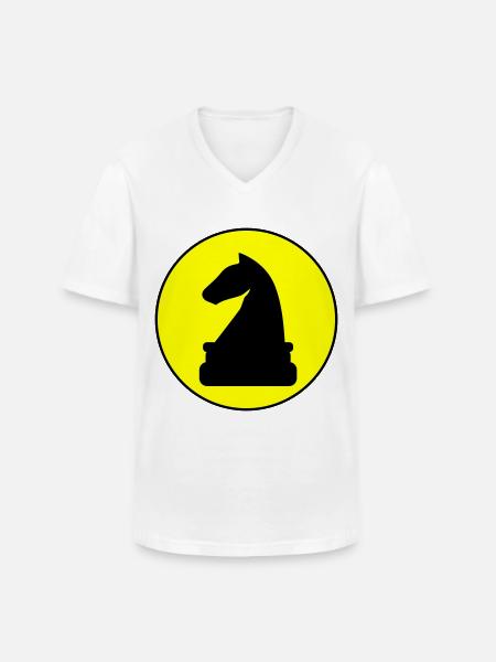 Pièce d’échecs de cheval - T-shirt col V Homme - blanc