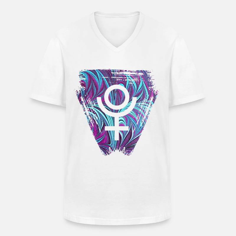 pluto e 74 - Männer-T-Shirt mit V-Ausschnitt - Weiß