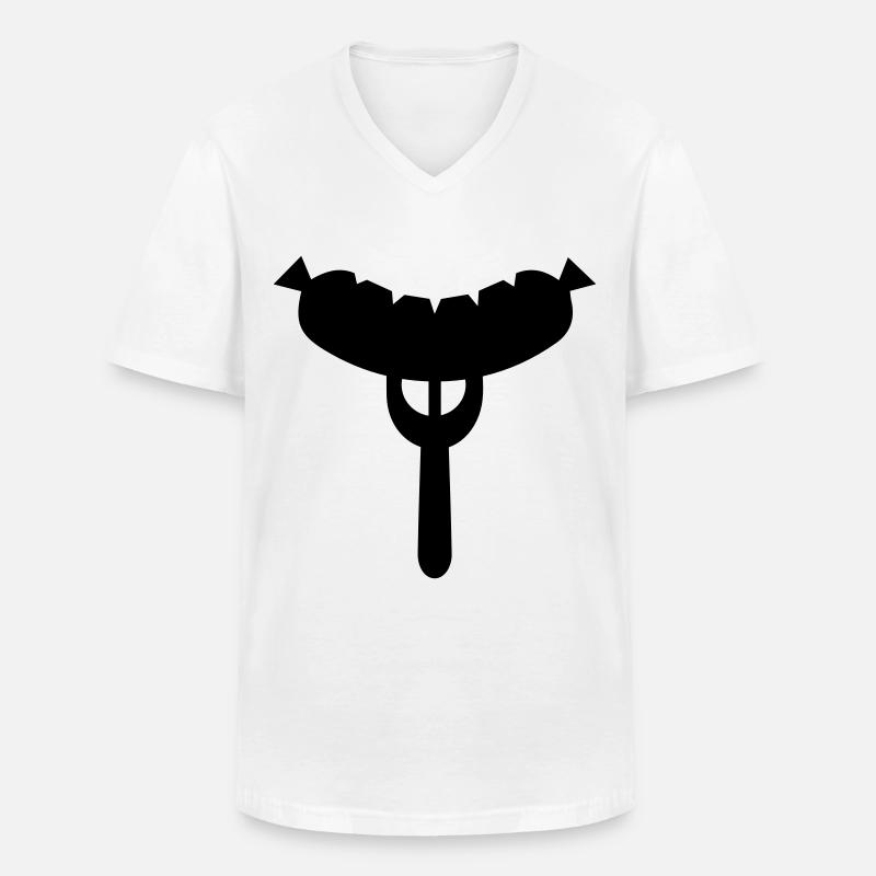 Wurst Gabel - Männer-T-Shirt mit V-Ausschnitt - Weiß