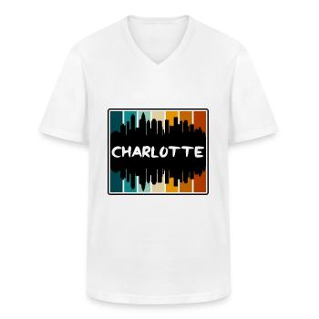 Charlotte North Carolina Usa Skyline Silhouette Tr - Men's V-Neck T-Shirt - white - Front - AI Model Male 185 light (185cm)