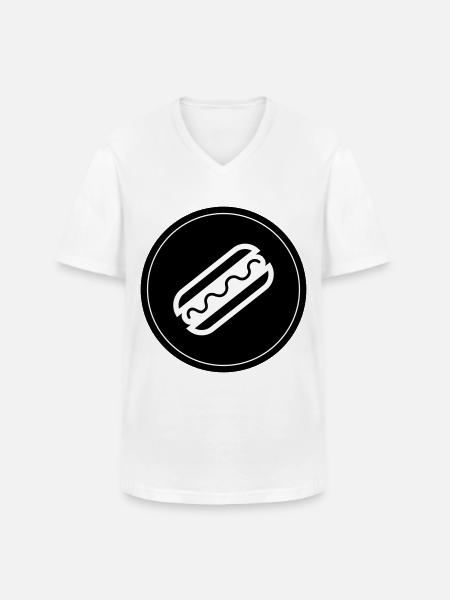 Hotdog Foodie Symbol - Klassisk herre T-shirt med V-udskæring - hvid