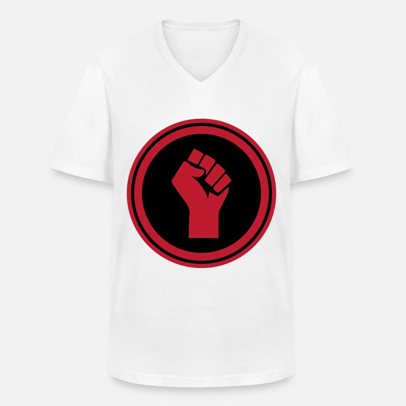 Hand Faust - Männer-T-Shirt mit V-Ausschnitt - Weiß