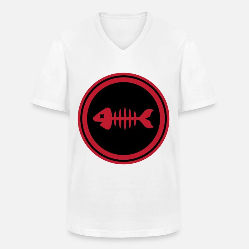 Fisch Symbol Knochen Gräte - Männer-T-Shirt mit V-Ausschnitt - Weiß